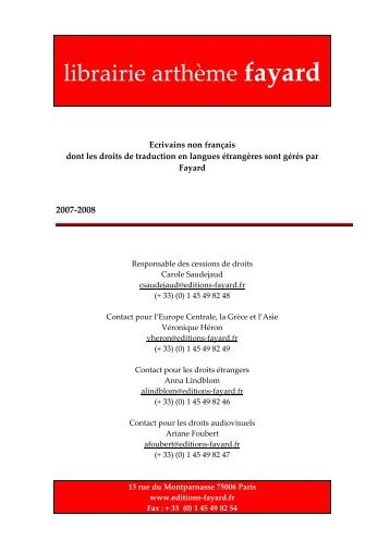 Catalogue français des droits mondiaux - Fayard