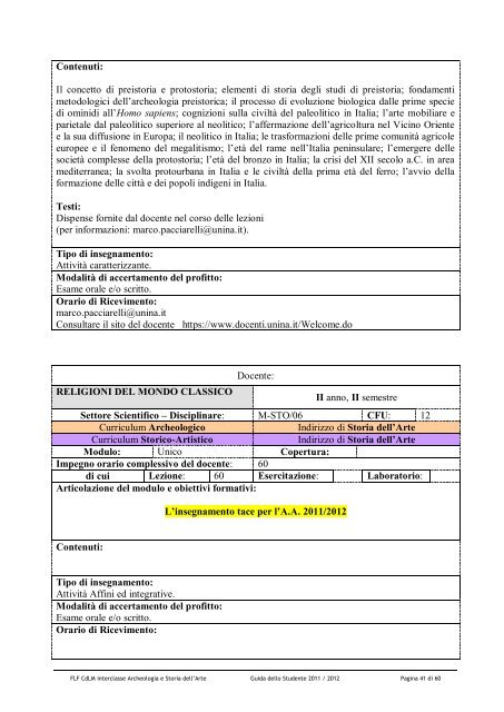 Allegato n - Facoltà di Lettere e Filosofia - Università degli Studi di ...