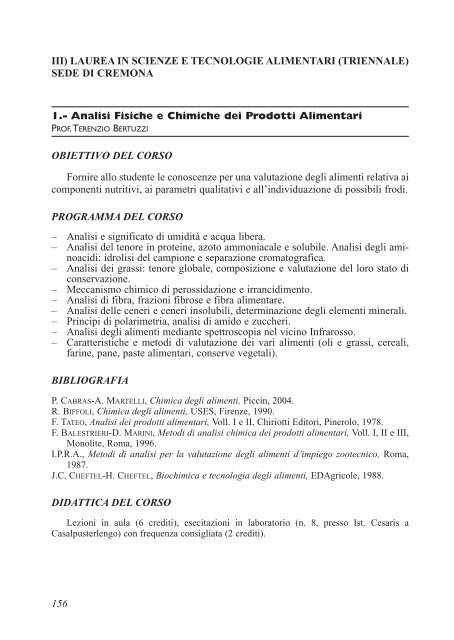 Iii Laurea In Scienze E Tecnologie Alimentari Triennale