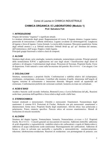 Chimica Organica I e Laboratorio Mod.1
