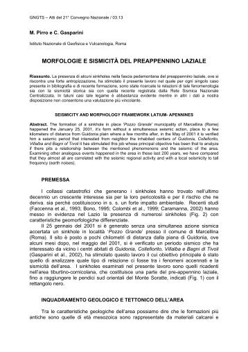 Morfologie e sismicità del Preappennino laziale - Ogs