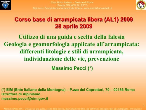 Lezione di Geologia - Massimo Pecci Corso AL1 ... - Luigi Filocamo