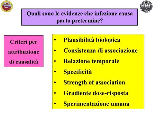 Possibili eziologie del parto pretermine spontaneo - Associazione ...