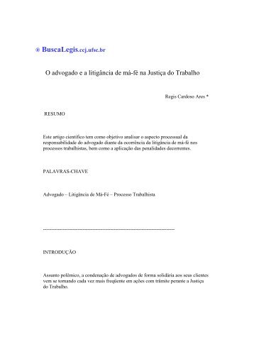 O advogado e a litigância de má-fé na Justiça do Trabalho