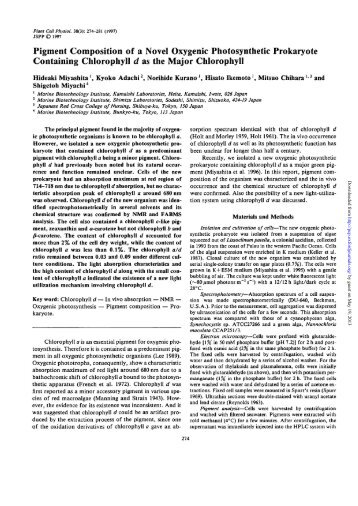 Pigment Composition of a Novel Oxygenic Photosynthetic ...