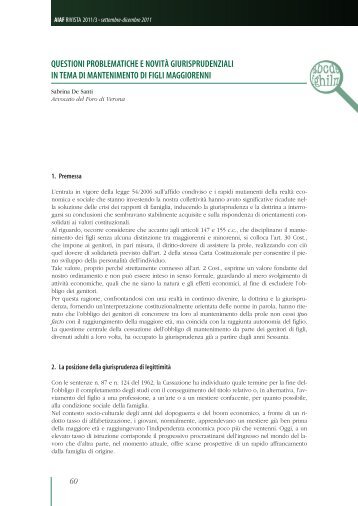 questioni problematiche e novità giurisprudenziali in tema di ... - AIAF