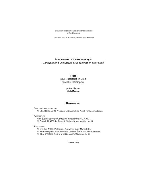 Thèse 1999 - UFR Droit et Sciences Sociales