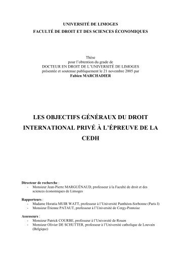 Les objectifs généraux du droit international privé à l'épreuve de la ...