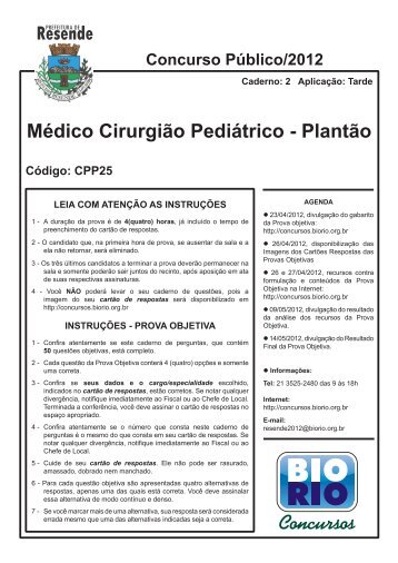 Médico Cirurgião Pediátrico - Plantão - Concursos