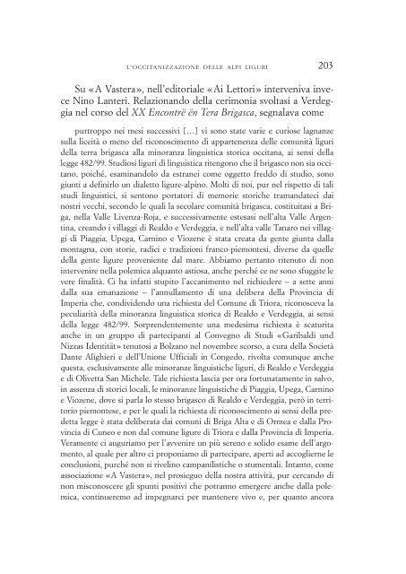 L'occitanizzazione delle Alpi Liguri e il caso del brigasco: un ...