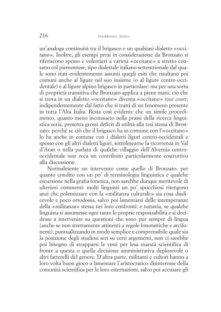 L'occitanizzazione delle Alpi Liguri e il caso del brigasco: un ...