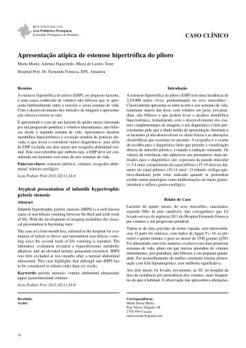 Apresentação atípica de estenose hipertrófica do piloro