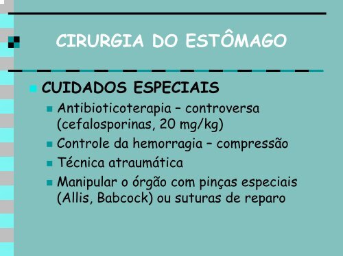 técnicas na cirurgia do estômago