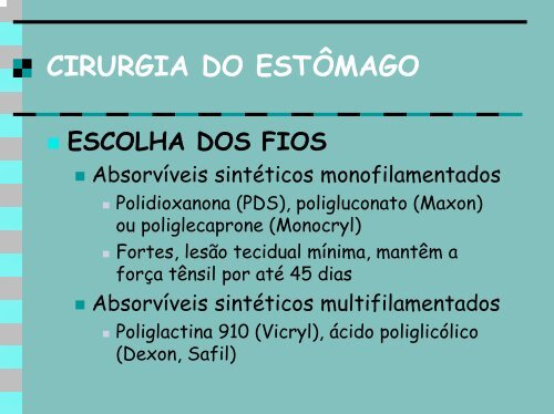 técnicas na cirurgia do estômago