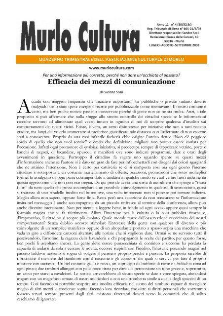 Scarica l'intero giornale in formato PDF (3,5 Mb) - MurloCultura