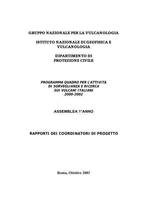 Rapporti dei coordinatori di progetto - Gruppo Nazionale per la