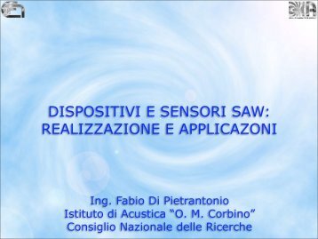 dispositivi e sensori saw - Università degli Studi di Roma Tor Vergata