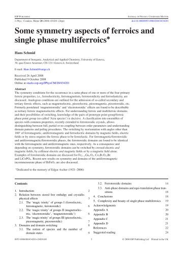 Some symmetry aspects of ferroics and single phase multiferroics