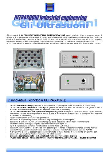 Generatori di Ultrasuoni - Lavatrici ad ultrasuoni