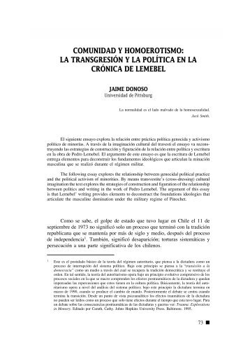 COMUNIDAD Y HOMOEROTISMO: LA TRANSGRESIÓN Y ... - uc.cl
