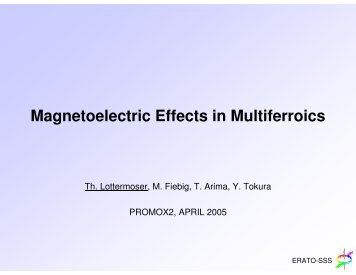 Magnetoelectric Effects in Multiferroics - Lottermoser, Thomas