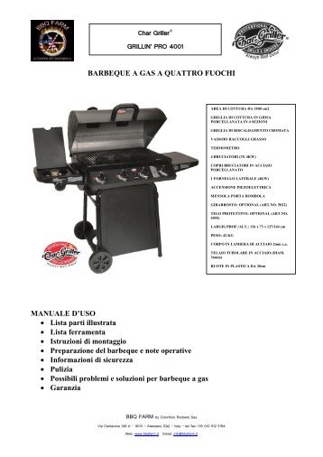 Manuale Grillin' Pro 4001 - Bbqfarm.It