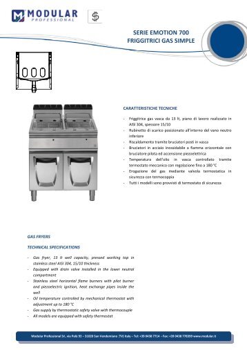 SERIE EMOTION 700 FRIGGITRICI GAS SIMPLE - Emotion Modular