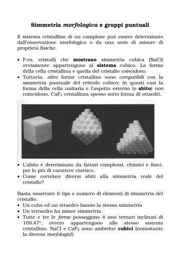 Simmetria morfologica e gruppi puntuali - Università degli Studi dell ...