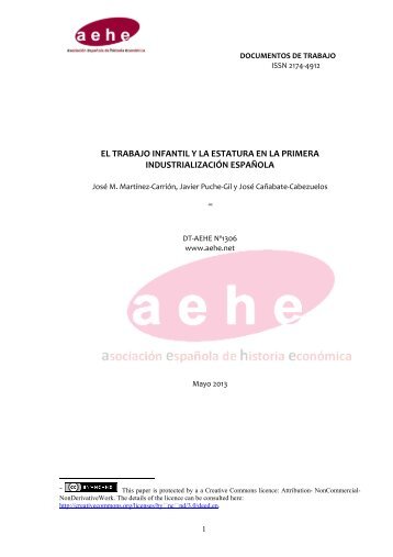 EL TRABAJO INFANTIL Y LA ESTATURA EN LA PRIMERA INDUSTRIALIZACIÓN ESPAÑOLA