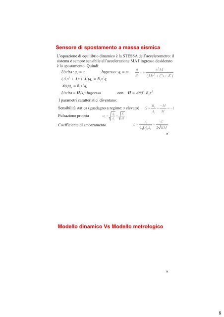 Modelli e caratteristiche dinamiche di strumenti Modelli dinamici