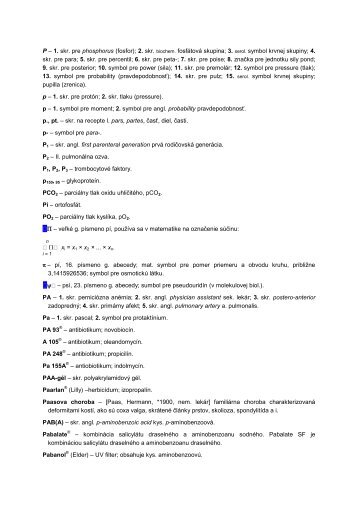 P – 1. skr. pre phosphorus (fosfor); 2. skr. biochem ... - datasolution.sk