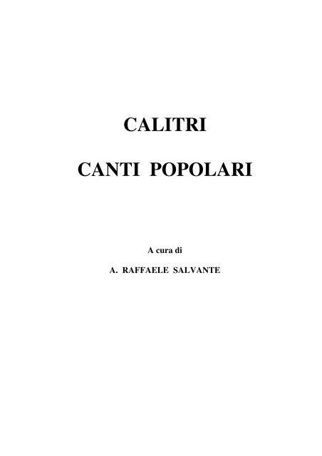 CALITRI CANTI POPOLARI - Il Calitrano