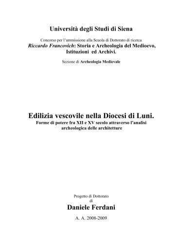 Edilizia vescovile nella Diocesi di Luni. - Portale di Archeologia ...