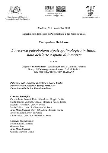 La ricerca paleobotanica/paleopalinologica in Italia - Società ...