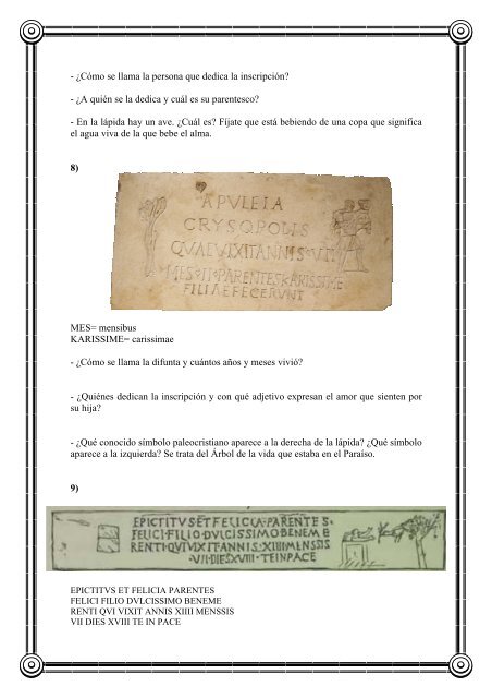 Taller de Epigrafía y Símbolos Paleocristianos - Culturaclasica.com