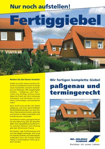 Prospekt Fertiggiebel - Ing.-Holzbau SCHNOOR