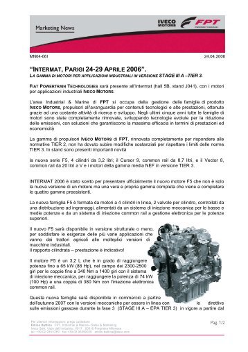“INTERMAT, PARIGI 24-29 APRILE 2006”. - Iveco Motors
