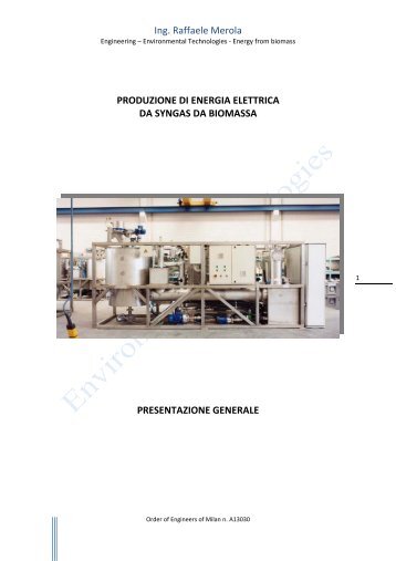 Ing. Raffaele Merola PRODUZIONE DI ENERGIA ELETTRICA DA ...