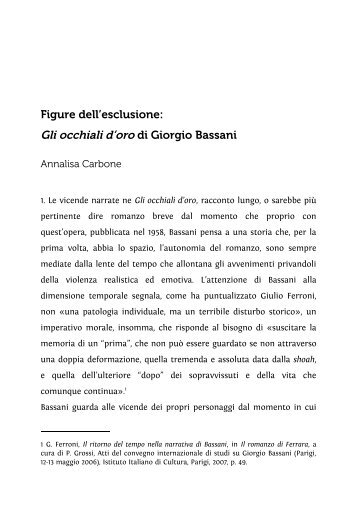 Figure dell'esclusione: Gli occhiali d'oro di Giorgio Bassani