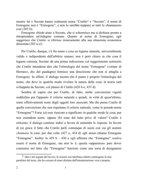 1. Cratilo - Dipartimento di Filosofia