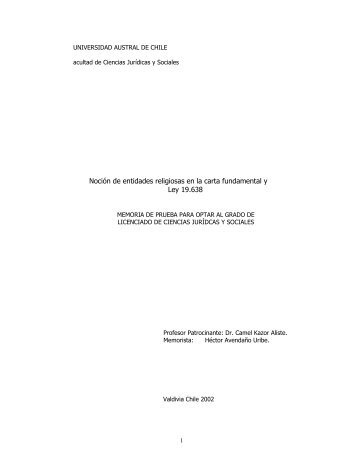 Noción de entidades religiosas en la carta fundamental y Ley 19.638