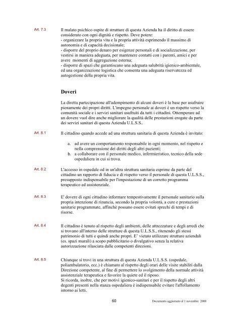 Carta dei Servizi ULSS 13 per sito