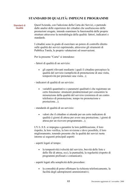 Carta dei Servizi ULSS 13 per sito