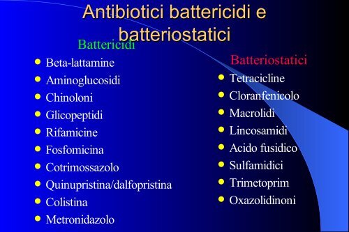 fattori importanti nella scelta di un antibiotico