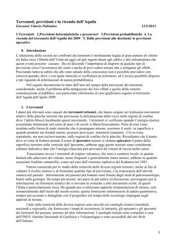 Terremoti, previsioni e la vicenda dell'Aquila - INFN Sezione di Roma