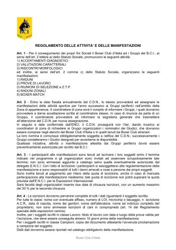 regolamento delle attivita' e delle manifestazioni - Boxer Club d'Italia