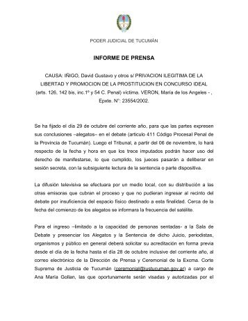 Acreditación para presenciar el Juicio. - Poder Judicial Tucumán