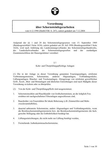 Verordnung über Schornsteinfegerarbeiten