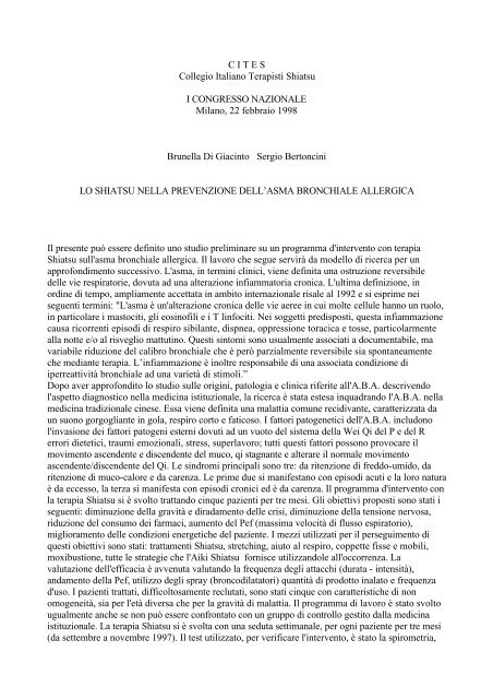 Lo shiatsu nella prevenzione dell'asma bronchiale allergica