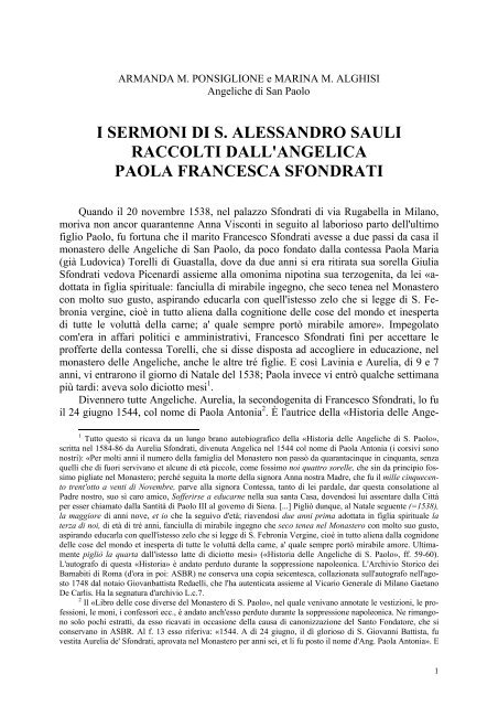 i sermoni di s. alessandro sauli raccolti dall'angelica paola ...